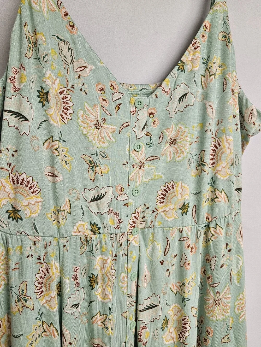 Torrid NWT Midi Super Soft Button-Front Skater Dress Size 2X Green Floral Pocket - Picture 4 of 12